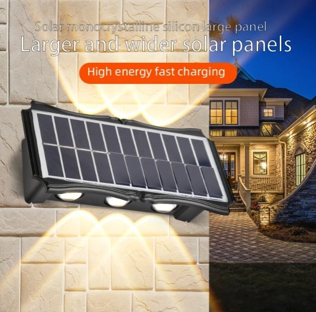 Lámpara solar de pared exterior con 8 LED