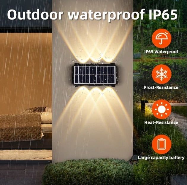 Lámpara solar de pared exterior con 8 LED