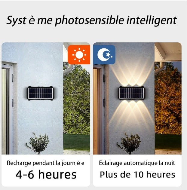 Lámpara solar de pared exterior con 8 LED