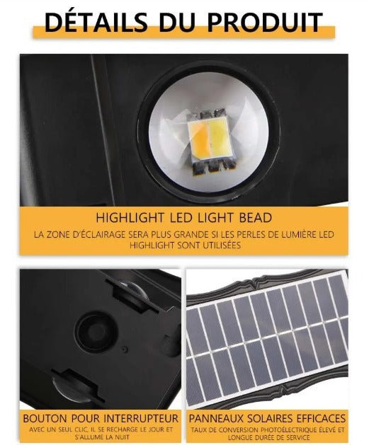 Lámpara solar de pared exterior con 8 LED