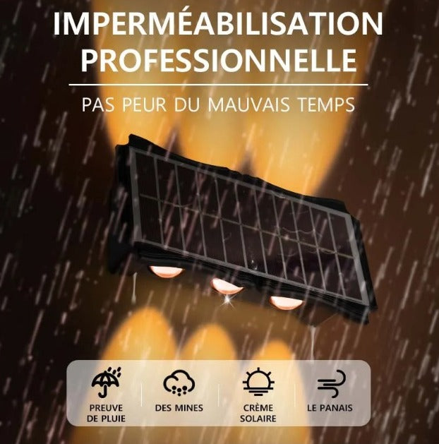 Lámpara solar de pared exterior con 8 LED