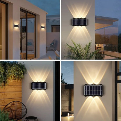 Lámpara solar de pared exterior con 8 LED