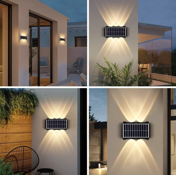Lámpara solar de pared exterior con 8 LED