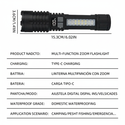 Linterna led con zoom 3modo